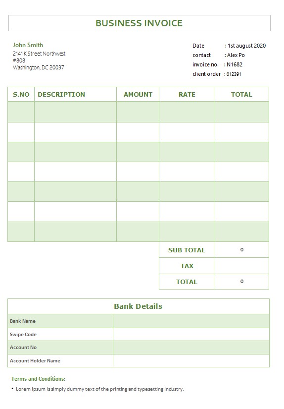 Free Business Invoice Template PSD template